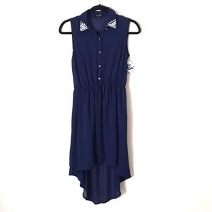 Itro high low shirtdress w/ jewel collar